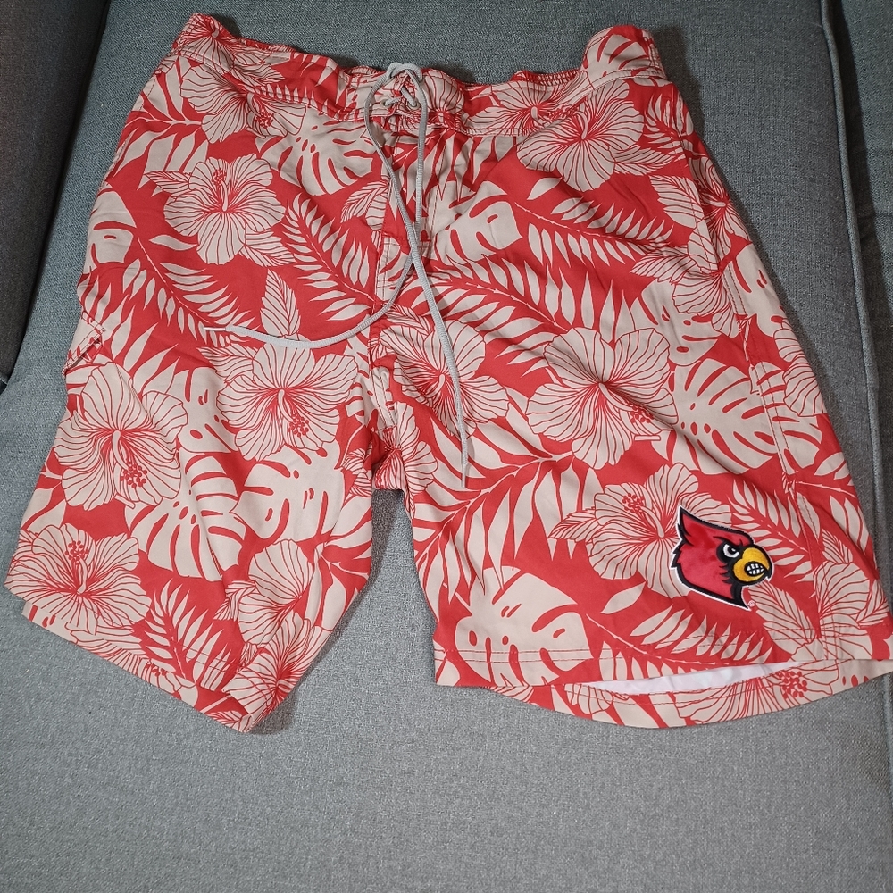 UofL Hawaiian  swim trunks GIII Apparel XXL